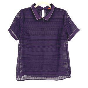 Modcloth Purple Sheer Short Sleeve Blouse Size Large